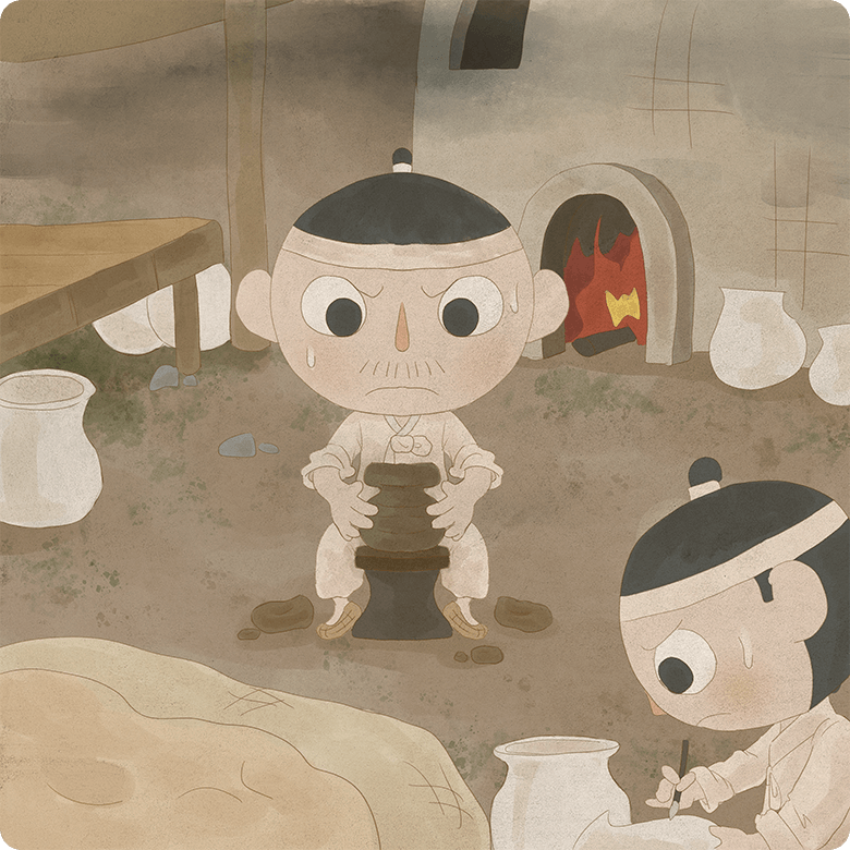 가마터에서 자기를 만드는 이미지