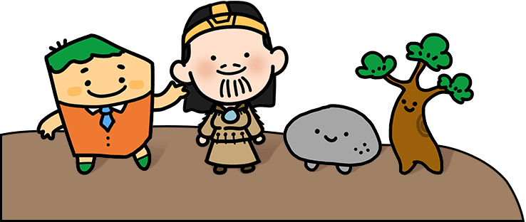 옛날 이야기를 들려주는 제사장과 듣는 아빠 푸르 바우 이미지